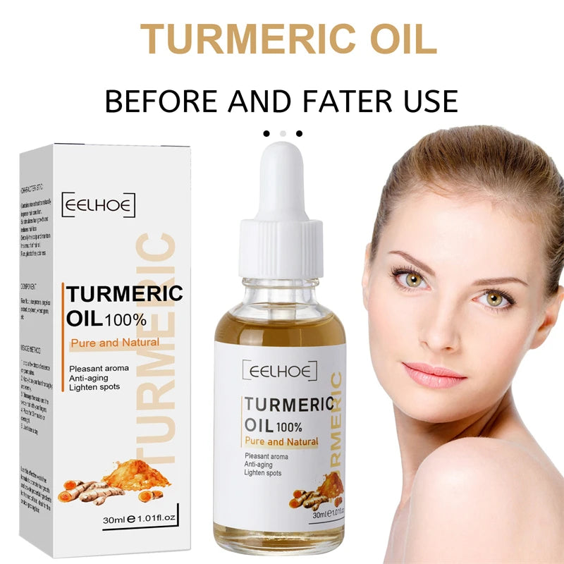 Turmeric Face Serum Shrink Pore Essence Repair Melanin Brighten Moisturizing Nourish Cur-cumin Oil Fade Dark Spot Skin Care