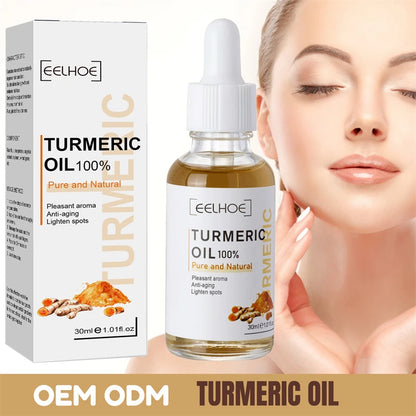 Turmeric Face Serum Shrink Pore Essence Repair Melanin Brighten Moisturizing Nourish Cur-cumin Oil Fade Dark Spot Skin Care