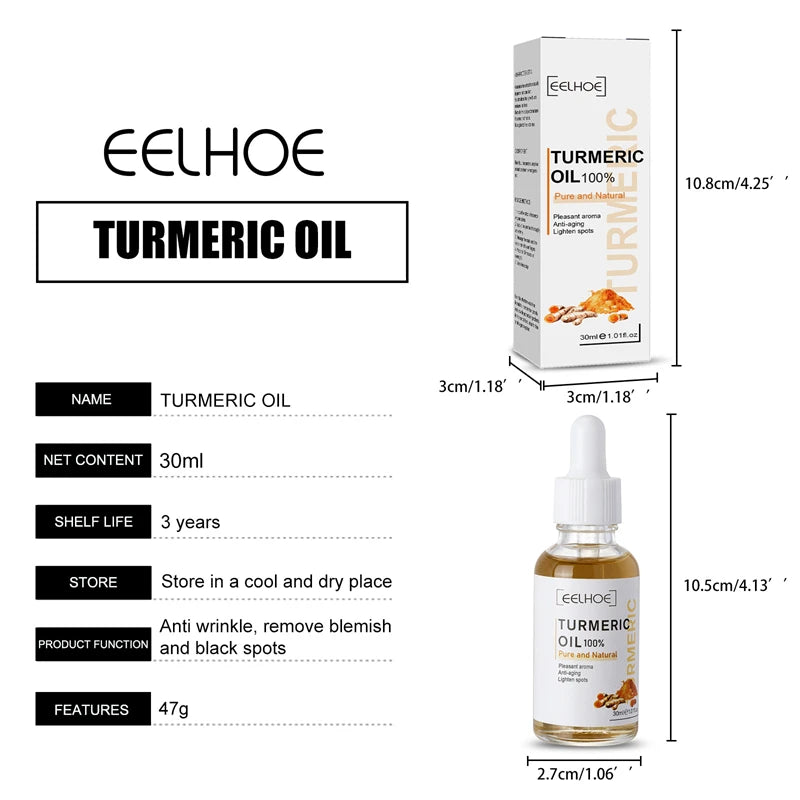 Turmeric Face Serum Shrink Pore Essence Repair Melanin Brighten Moisturizing Nourish Cur-cumin Oil Fade Dark Spot Skin Care