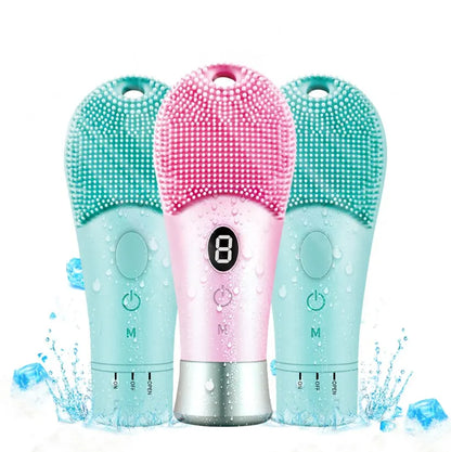 9 Gear Electric Ultrasonic Skin Sonic Scrubber Facial Brush Cleaner Spinning High Frequency Vibration Face Silicon Recharagable