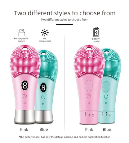 9 Gear Electric Ultrasonic Skin Sonic Scrubber Facial Brush Cleaner Spinning High Frequency Vibration Face Silicon Recharagable