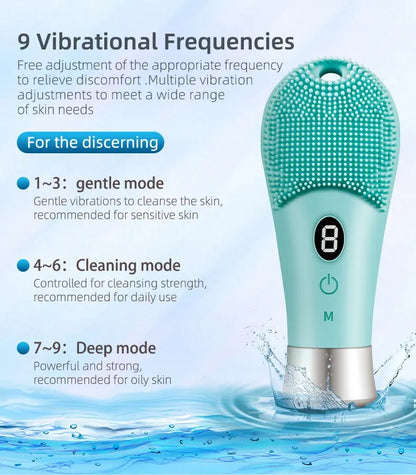 9 Gear Electric Ultrasonic Skin Sonic Scrubber Facial Brush Cleaner Spinning High Frequency Vibration Face Silicon Recharagable