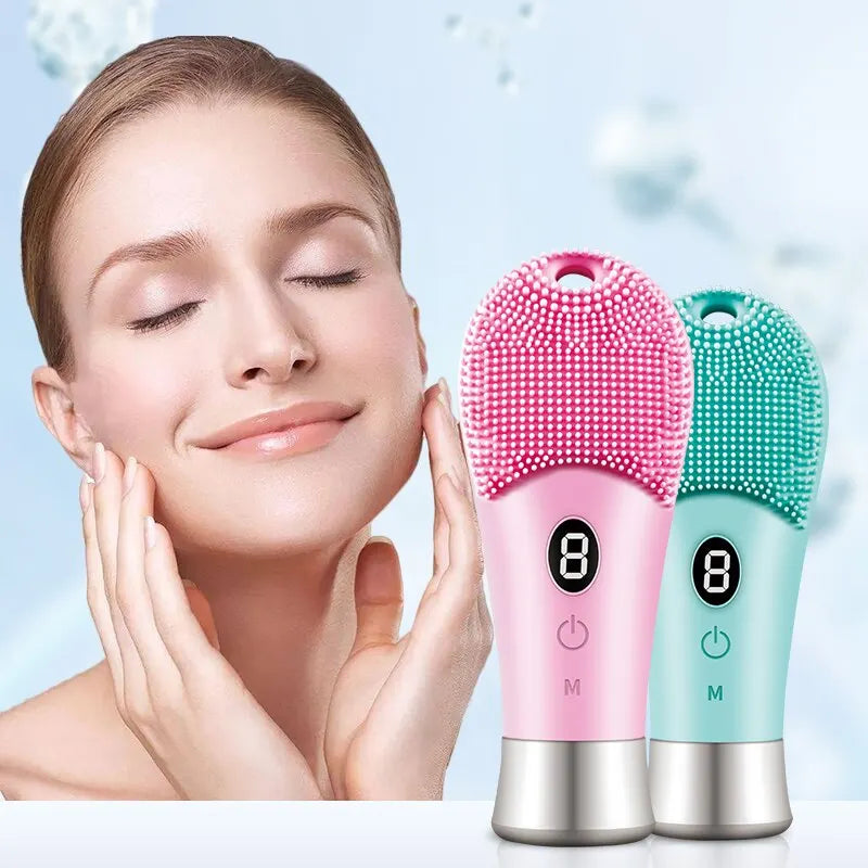 9 Gear Electric Ultrasonic Skin Sonic Scrubber Facial Brush Cleaner Spinning High Frequency Vibration Face Silicon Recharagable