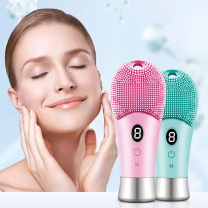 9 Gear Electric Ultrasonic Skin Sonic Scrubber Facial Brush Cleaner Spinning High Frequency Vibration Face Silicon Recharagable