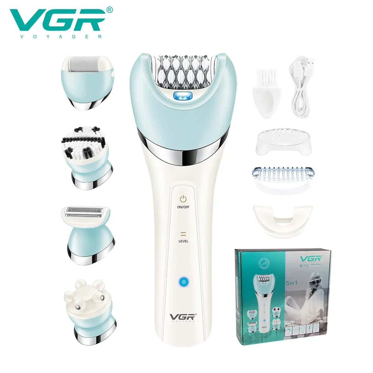 VGR Professional Hair Cutting Machines for Ladies Rechargeable 5 In 1 Lady Care Set Electric Shaving Machine for Women V-703