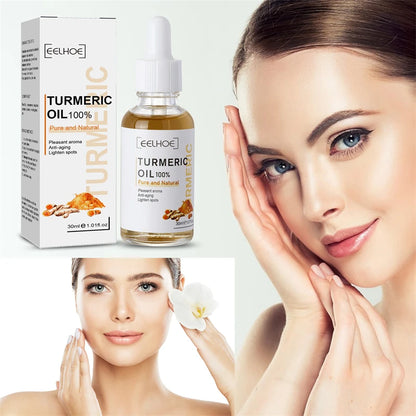 Turmeric Face Serum Shrink Pore Essence Repair Melanin Brighten Moisturizing Nourish Cur-cumin Oil Fade Dark Spot Skin Care