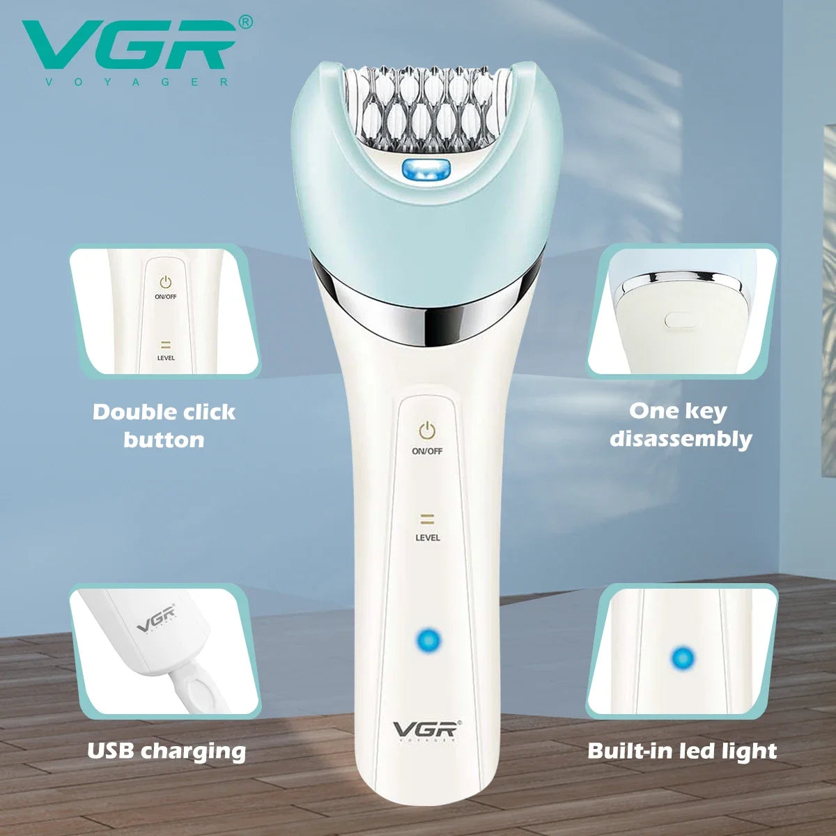 VGR Professional Hair Cutting Machines for Ladies Rechargeable 5 In 1 Lady Care Set Electric Shaving Machine for Women V-703